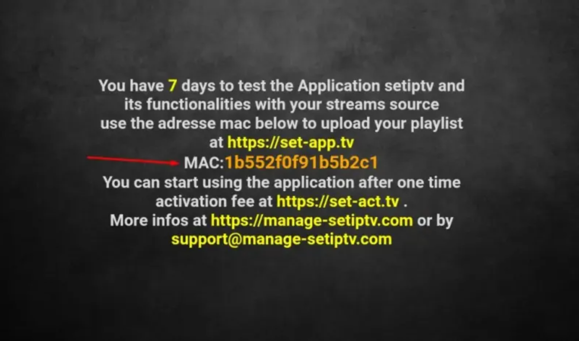 MAC address example in SET IPTV